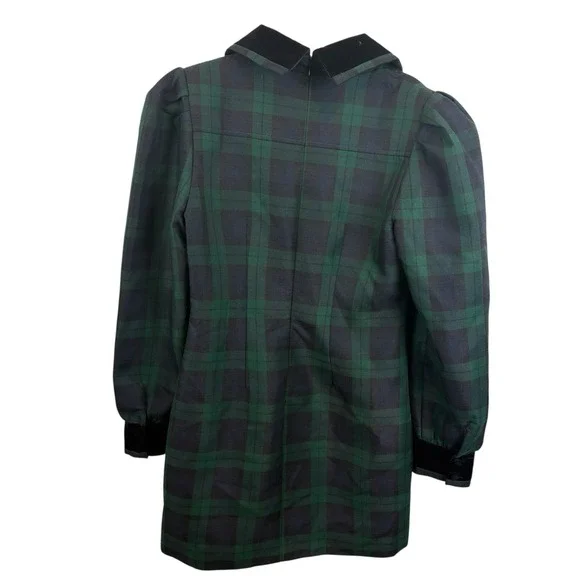 NWT TUCKERNUCK Wynn Dress Blackwatch Plaid Dress Tartan Blue Green Velvet  Sz M